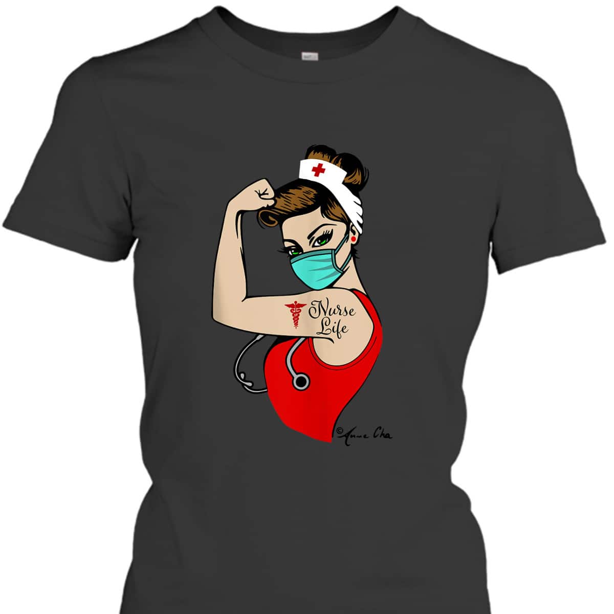 Nurse Life Girl Power Pin Up Rosie Caretaker Medical Retro T-Shirt Nurse Life Girl Power Pin Up Rosie Caretaker Medical Retro T-Shirt