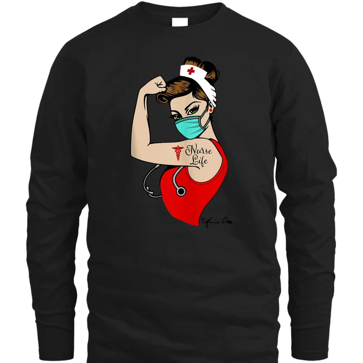 Nurse Life Girl Power Pin Up Rosie Caretaker Medical Retro T-Shirt Nurse Life Girl Power Pin Up Rosie Caretaker Medical Retro T-Shirt