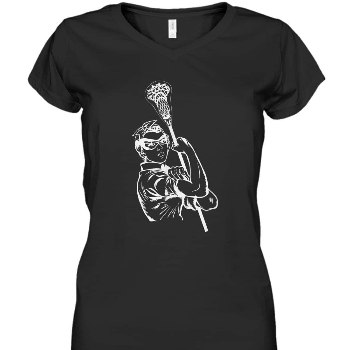 Fun Lacrosse Women Rosie The Riveter Girl Power LAX T-Shirt Fun Lacrosse Women Rosie The Riveter Girl Power LAX T-Shirt