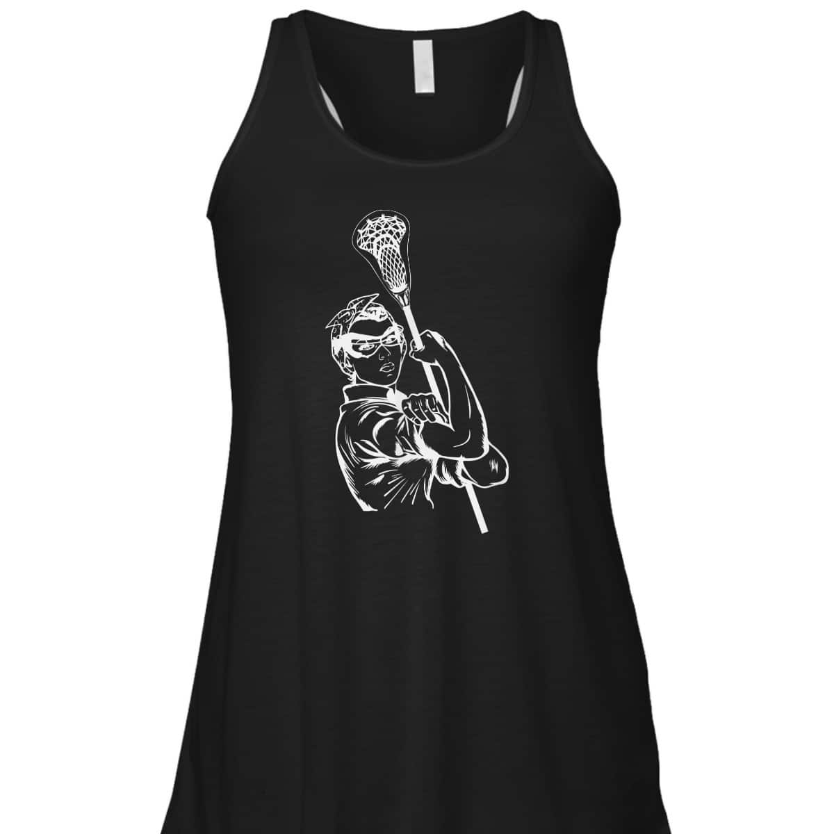 Fun Lacrosse Women Rosie The Riveter Girl Power LAX T-Shirt Fun Lacrosse Women Rosie The Riveter Girl Power LAX T-Shirt