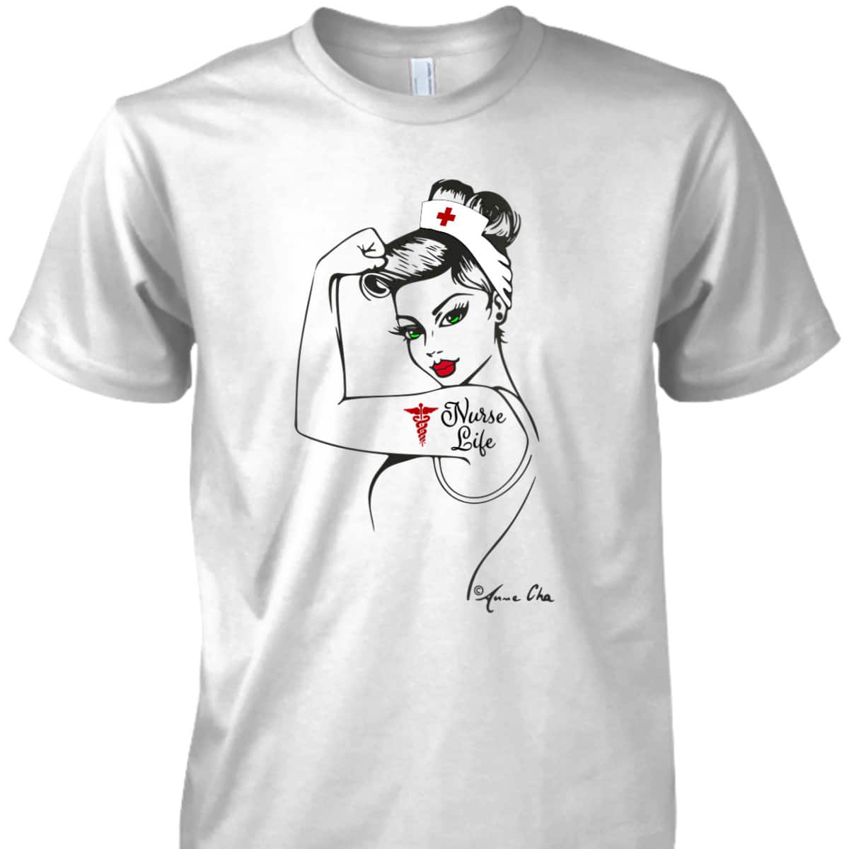 Womens Nurse Life Girl Power Modern Rosie The Riveter Medical Retro T-Shirt Womens Nurse Life Girl Power Modern Rosie The Riveter Medical Retro T-Shirt