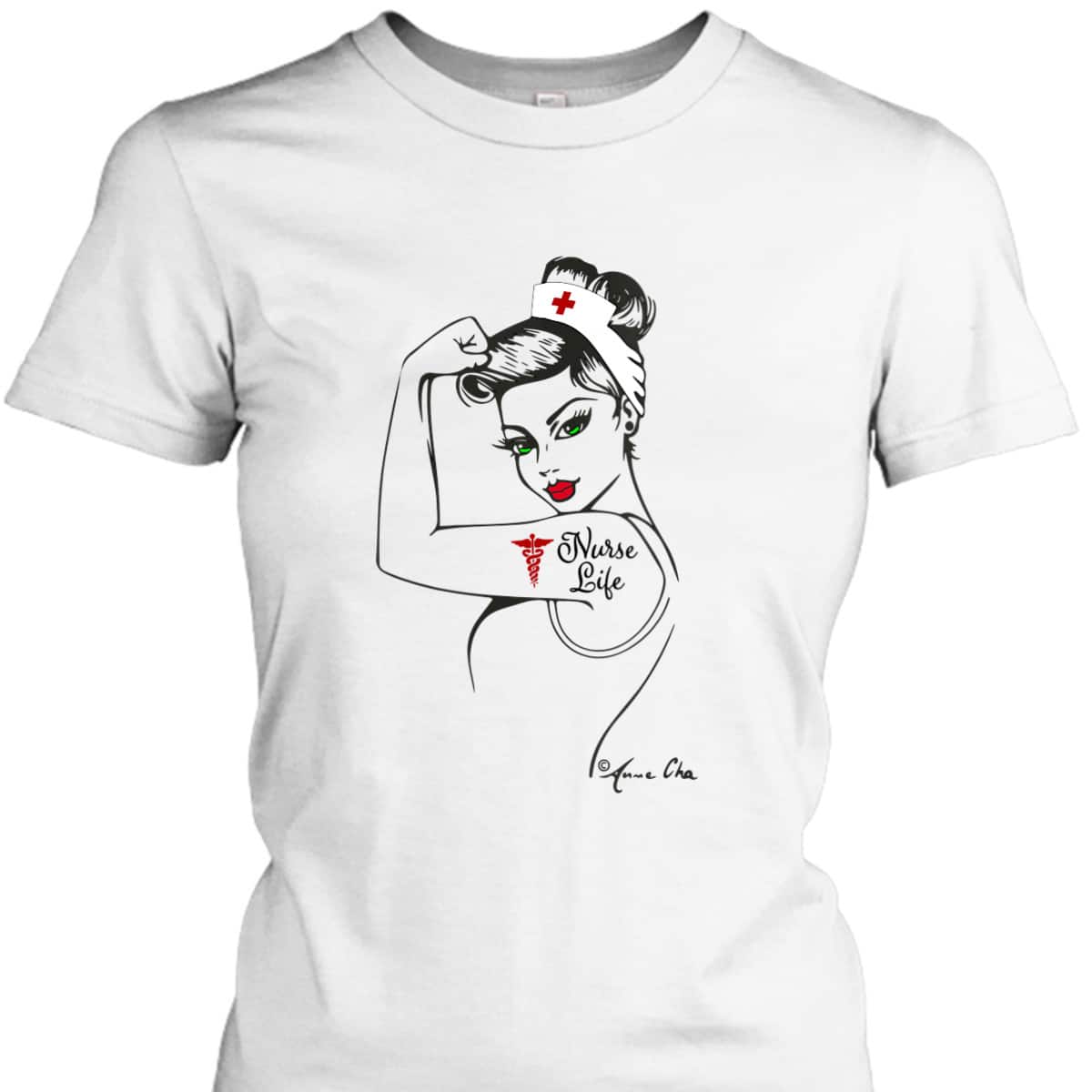 Womens Nurse Life Girl Power Modern Rosie The Riveter Medical Retro T-Shirt Womens Nurse Life Girl Power Modern Rosie The Riveter Medical Retro T-Shirt