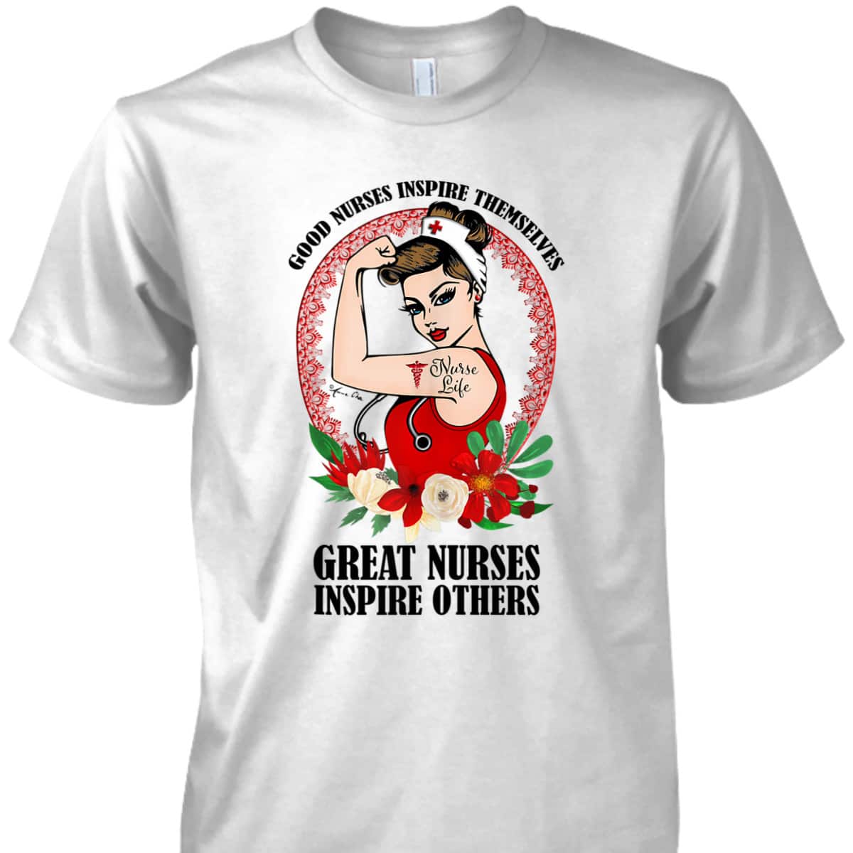 Nurse Life Girl Power Pin Up Rosie The Riveter Modern Art T-Shirt Nurse Life Girl Power Pin Up Rosie The Riveter Modern Art T-Shirt