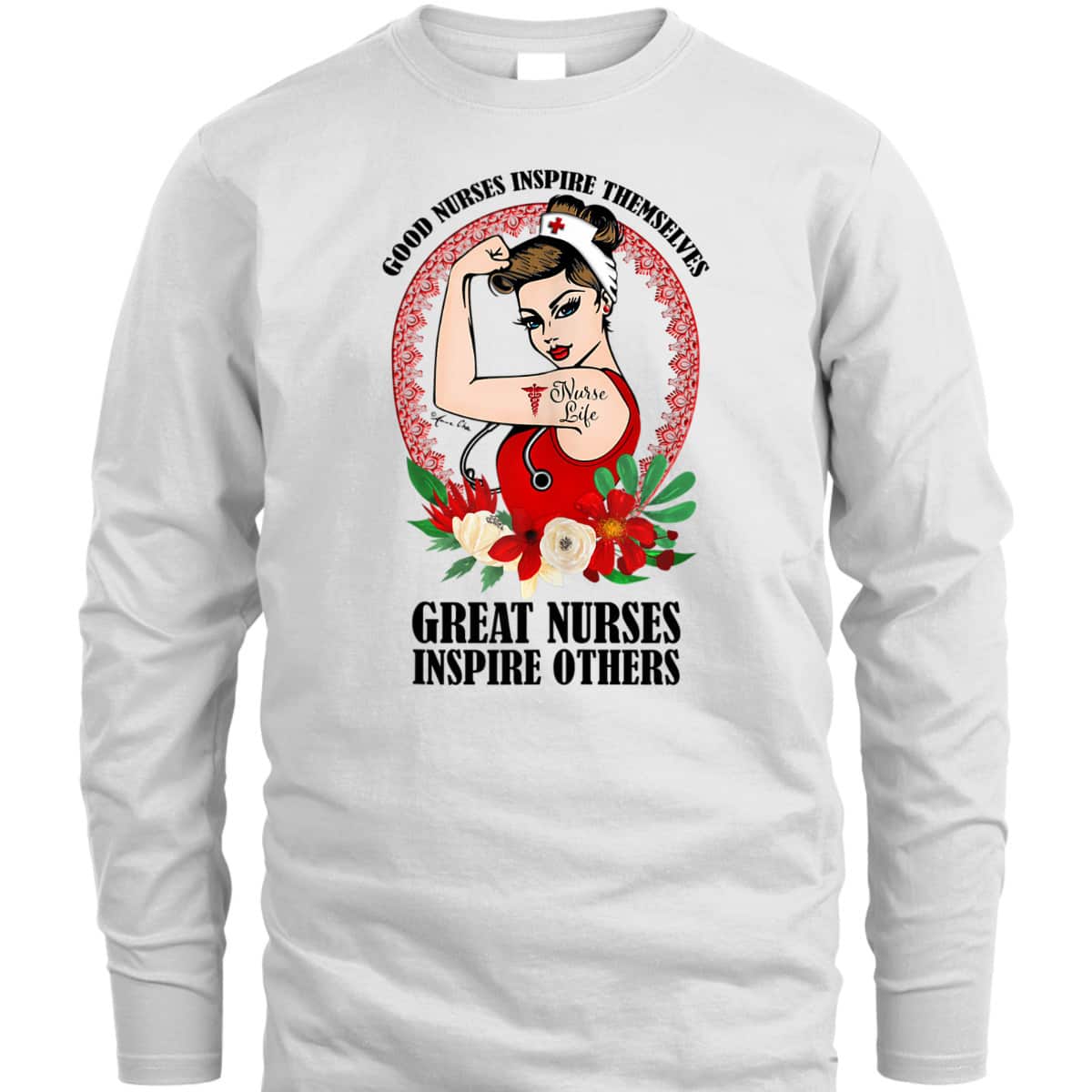 Nurse Life Girl Power Pin Up Rosie The Riveter Modern Art T-Shirt Nurse Life Girl Power Pin Up Rosie The Riveter Modern Art T-Shirt