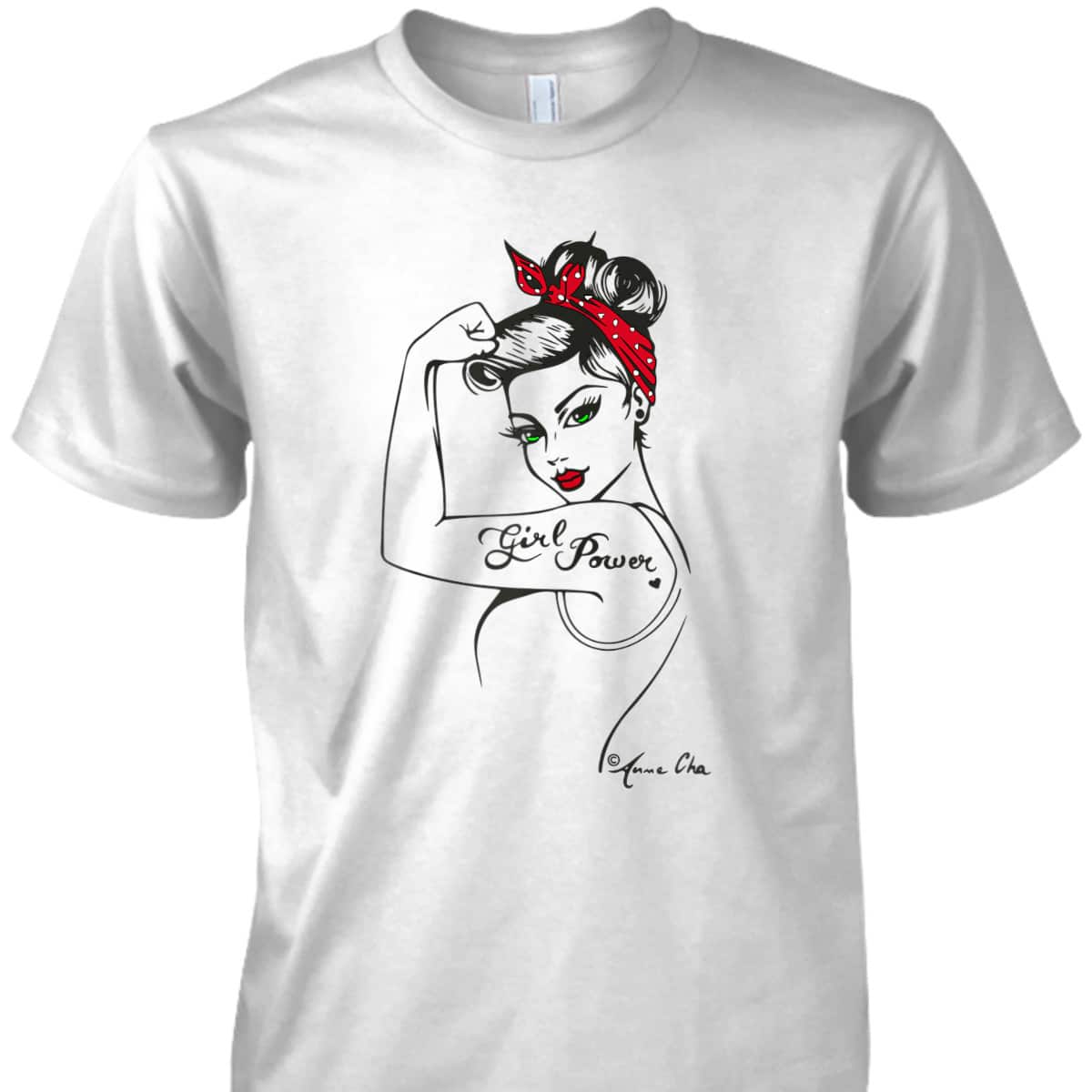 Womens Girl Power Pin Up Art Vintage Retro Style Feminist Icon Red T-Shirt Womens Girl Power Pin Up Art Vintage Retro Style Feminist Icon Red T-Shirt
