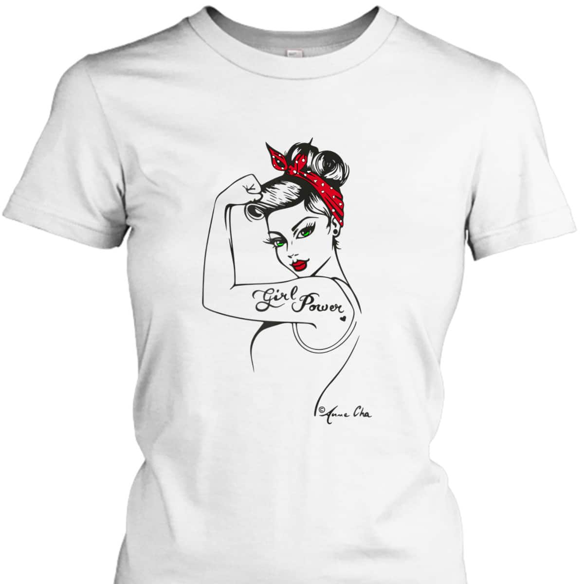 Womens Girl Power Pin Up Art Vintage Retro Style Feminist Icon Red T-Shirt Womens Girl Power Pin Up Art Vintage Retro Style Feminist Icon Red T-Shirt