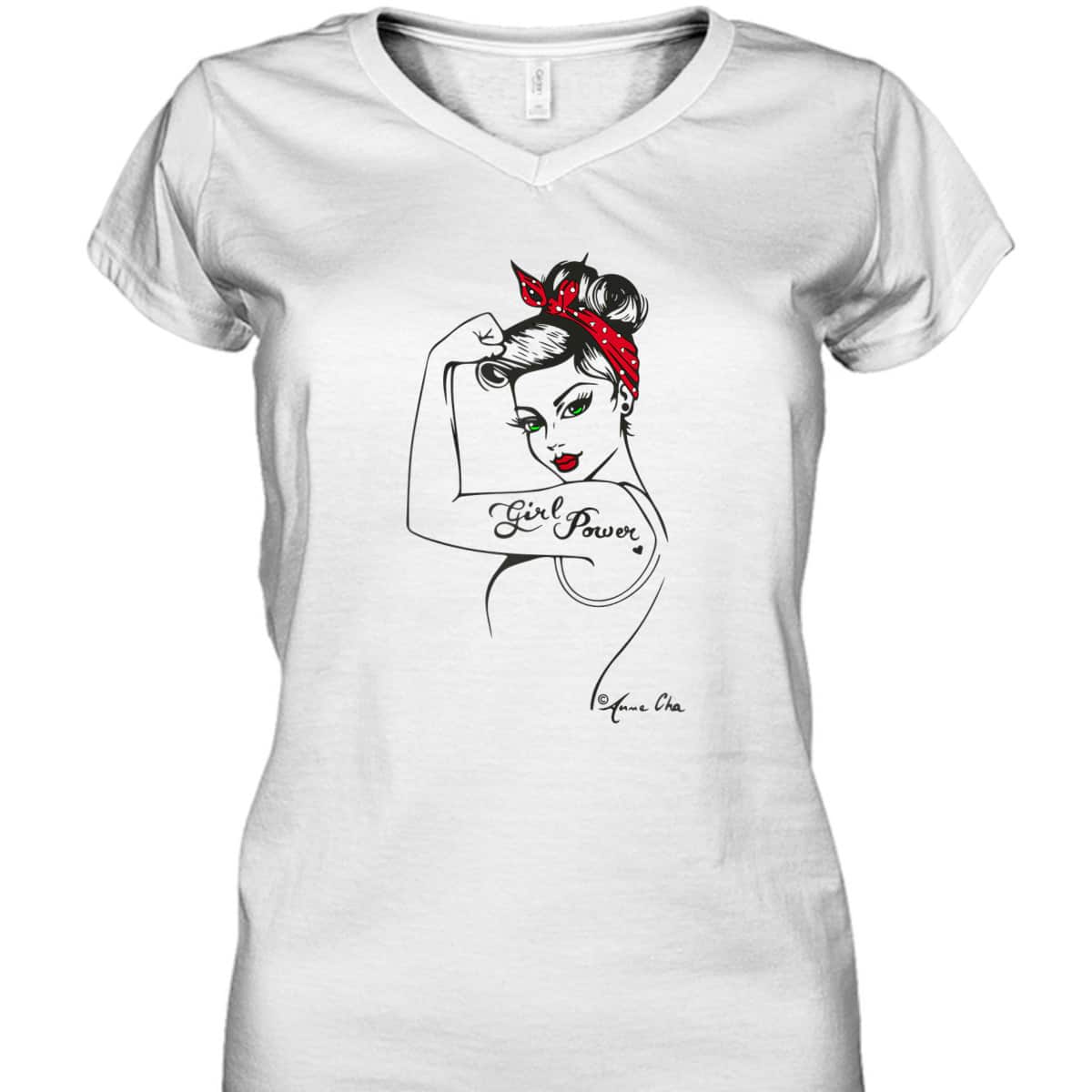 Womens Girl Power Pin Up Art Vintage Retro Style Feminist Icon Red T-Shirt Womens Girl Power Pin Up Art Vintage Retro Style Feminist Icon Red T-Shirt