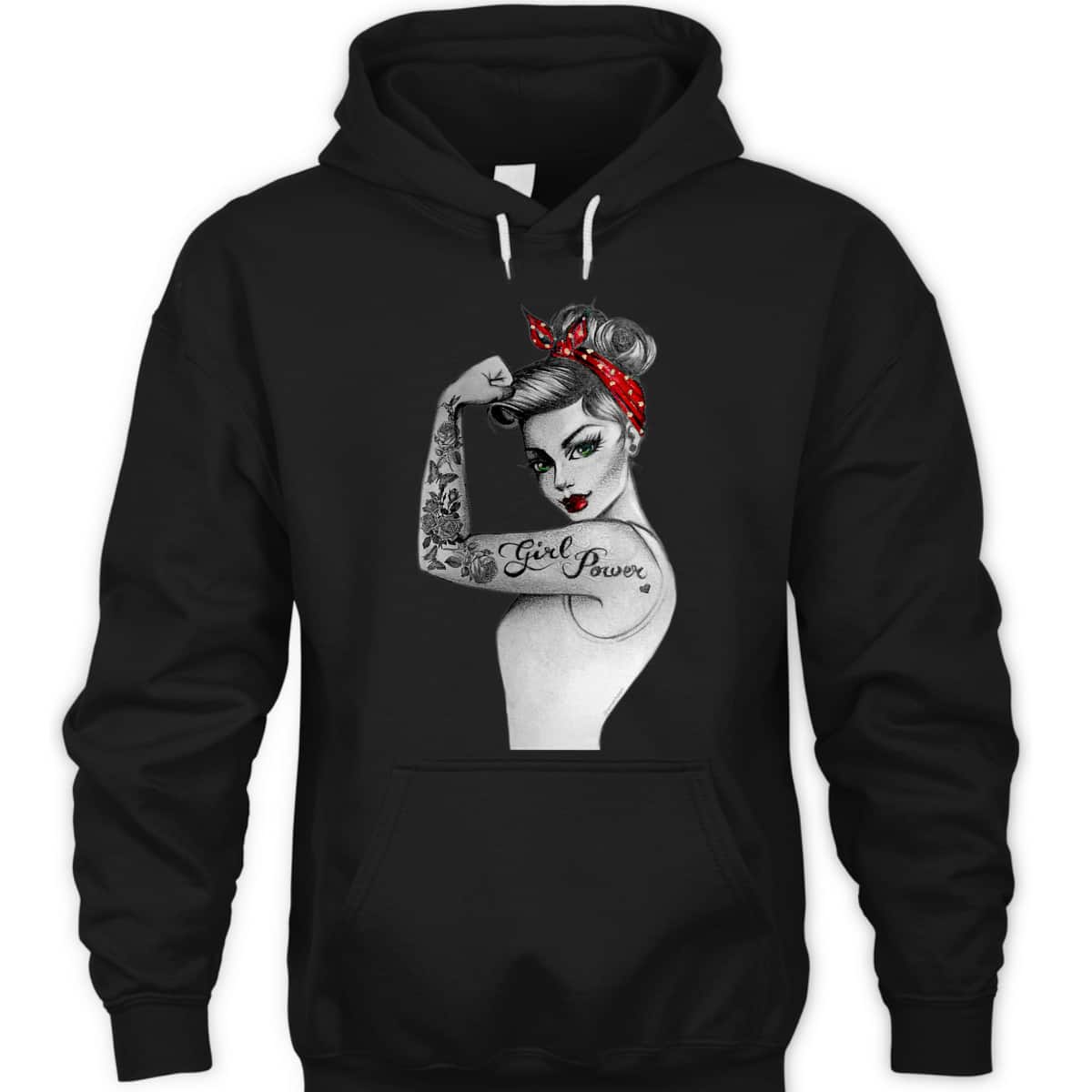 Womens Girl Power Pin Up Arm Sleeve Tattoo Ink Retro Vintage Rosie T-Shirt Womens Girl Power Pin Up Arm Sleeve Tattoo Ink Retro Vintage Rosie T-Shirt