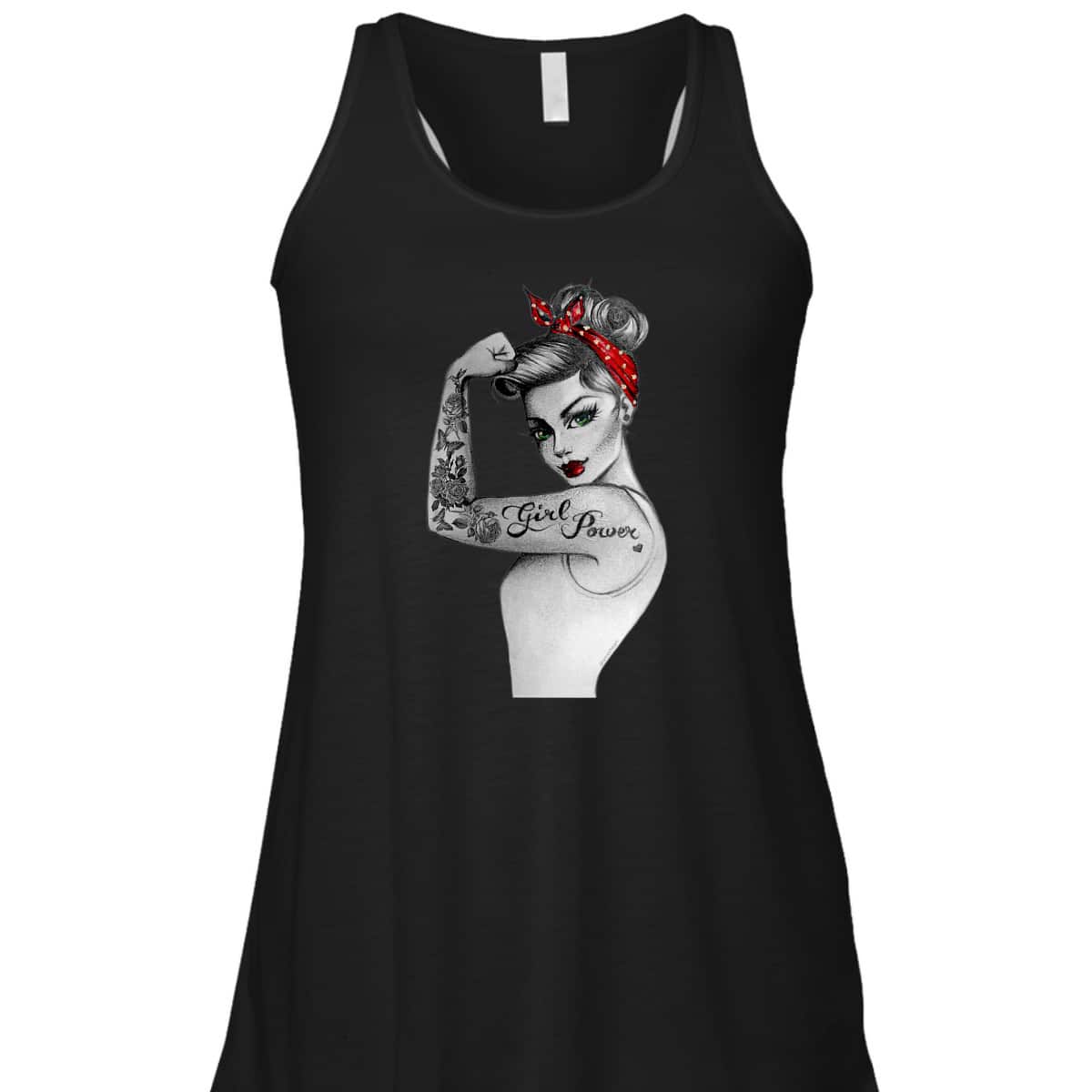 Womens Girl Power Pin Up Arm Sleeve Tattoo Ink Retro Vintage Rosie T-Shirt Womens Girl Power Pin Up Arm Sleeve Tattoo Ink Retro Vintage Rosie T-Shirt