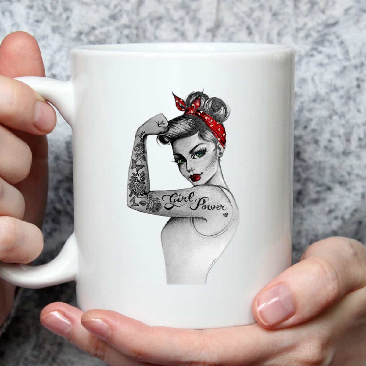 Womens Girl Power Pin Up Arm Sleeve Tattoo Ink Retro Vintage Rosie T-Shirt Womens Girl Power Pin Up Arm Sleeve Tattoo Ink Retro Vintage Rosie T-Shirt