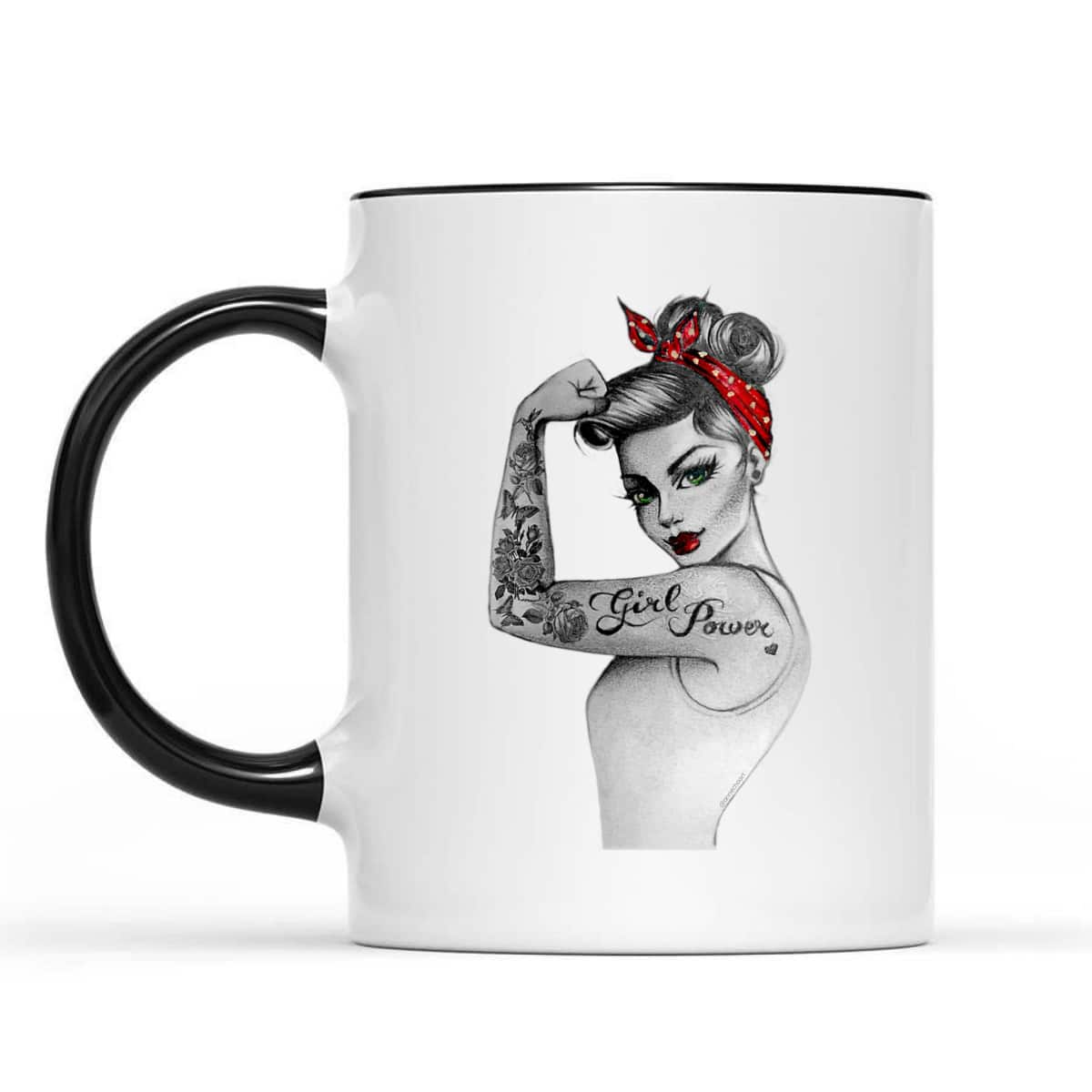 Womens Girl Power Pin Up Arm Sleeve Tattoo Ink Retro Vintage Rosie T-Shirt Womens Girl Power Pin Up Arm Sleeve Tattoo Ink Retro Vintage Rosie T-Shirt