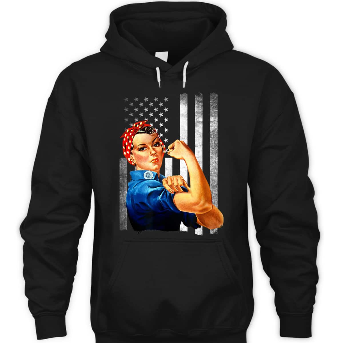 Rosie The Riveter WWII US Flag T-Shirt Rosie The Riveter WWII US Flag T-Shirt