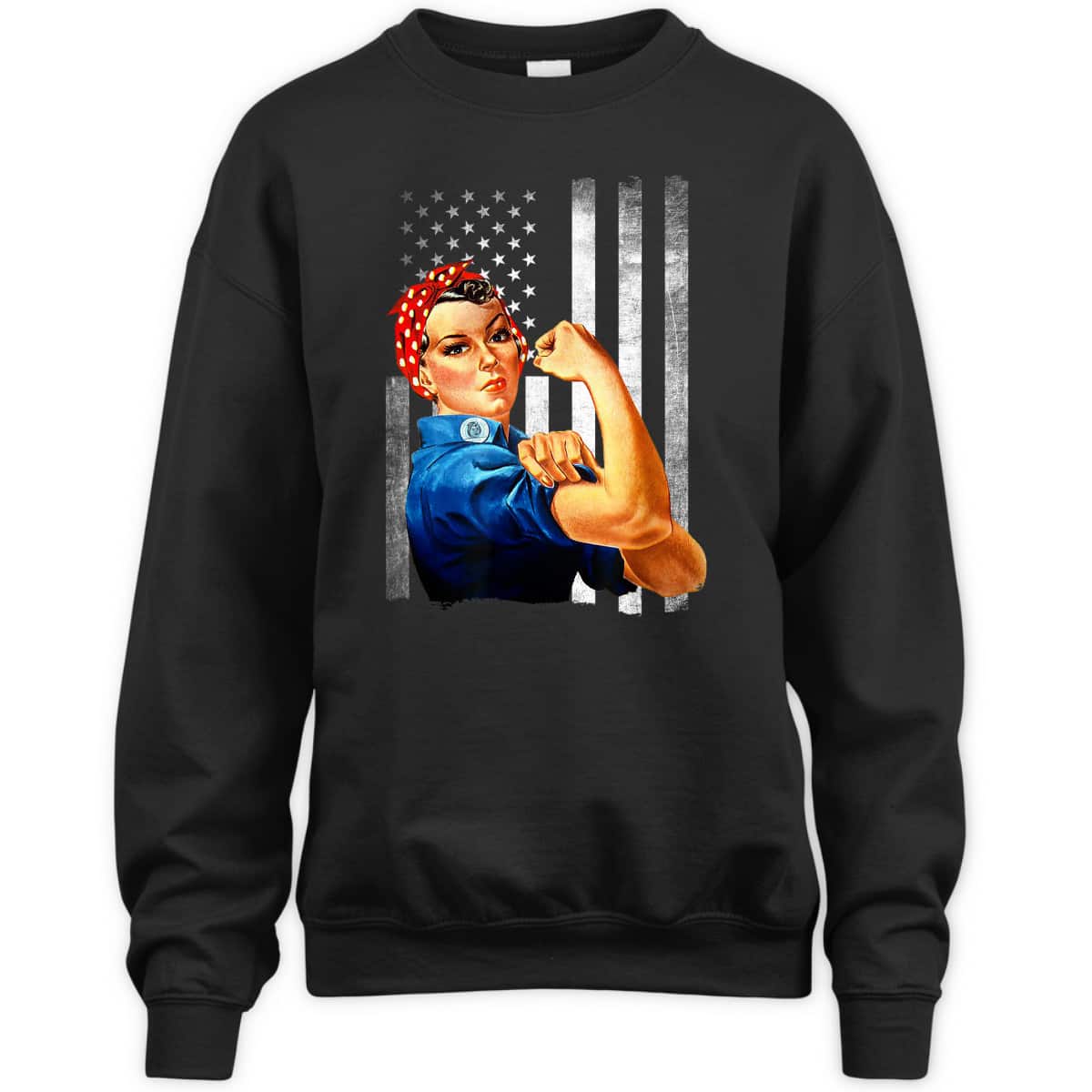 Rosie The Riveter WWII US Flag T-Shirt Rosie The Riveter WWII US Flag T-Shirt