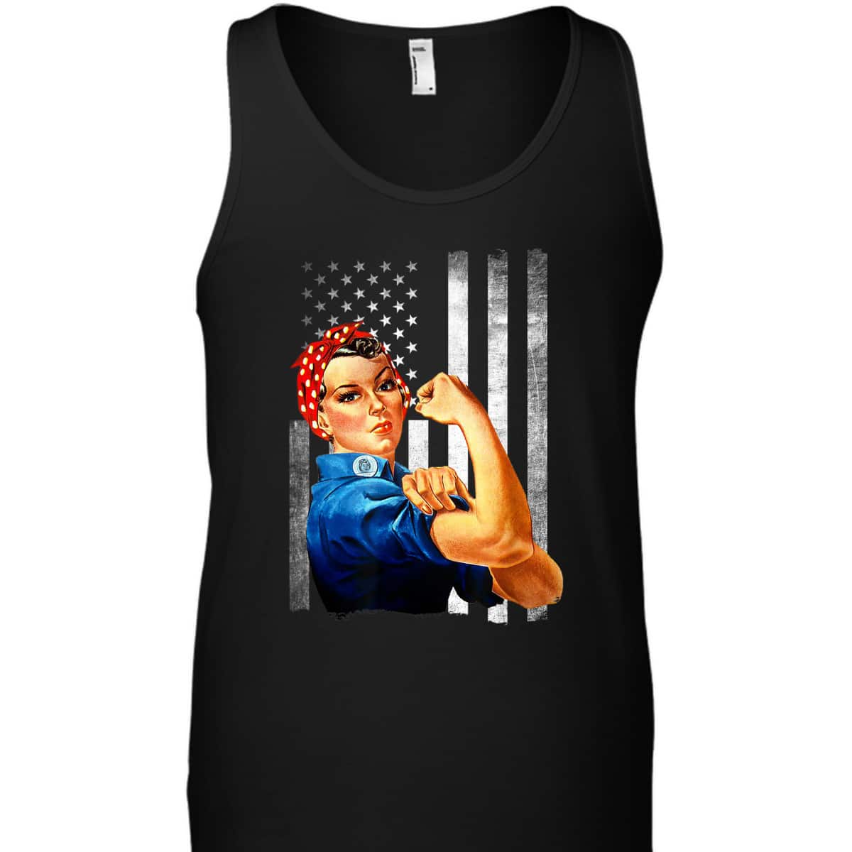 Rosie The Riveter WWII US Flag T-Shirt Rosie The Riveter WWII US Flag T-Shirt