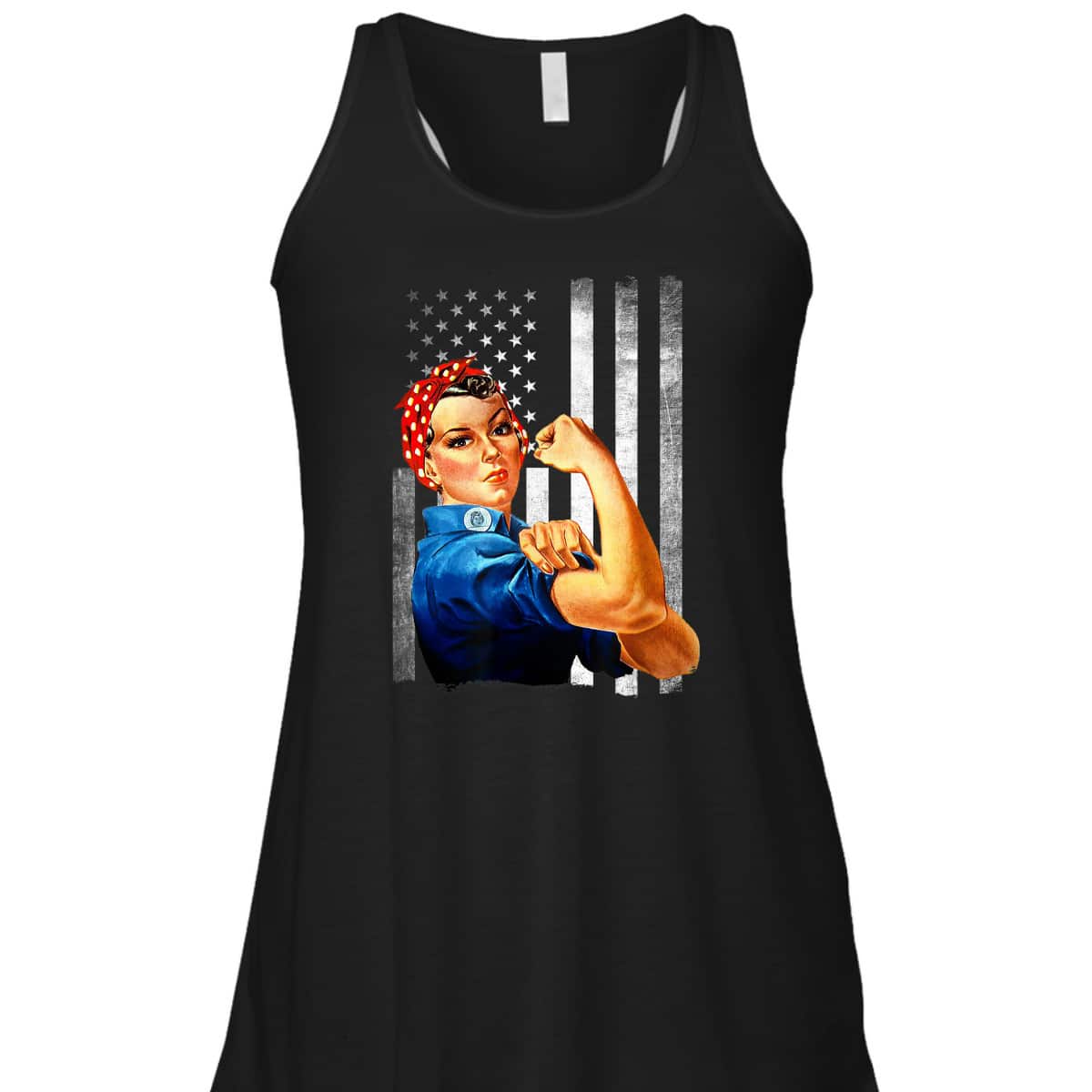 Rosie The Riveter WWII US Flag T-Shirt Rosie The Riveter WWII US Flag T-Shirt