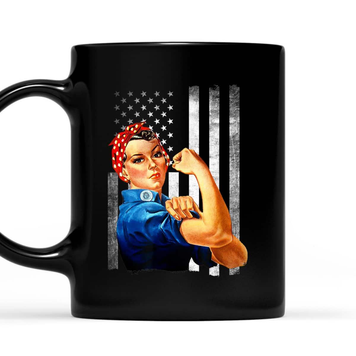 Rosie The Riveter WWII US Flag T-Shirt Rosie The Riveter WWII US Flag T-Shirt