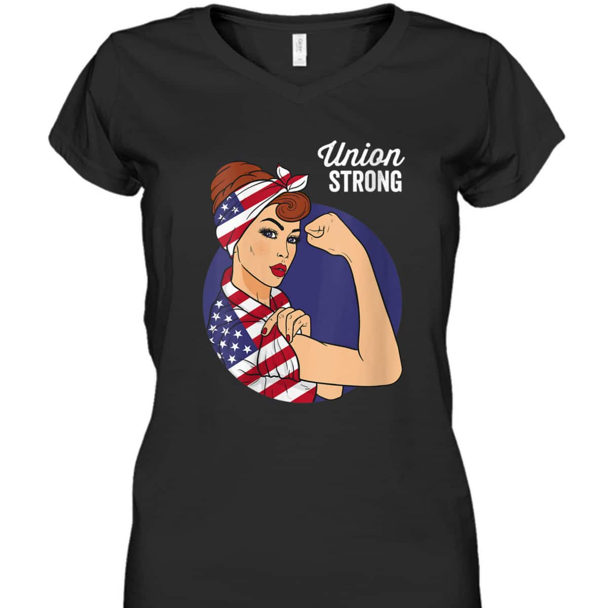 Womens Union Labor Day Rosie The Riveter USA Flag T-Shirt Womens Union Labor Day Rosie The Riveter USA Flag T-Shirt