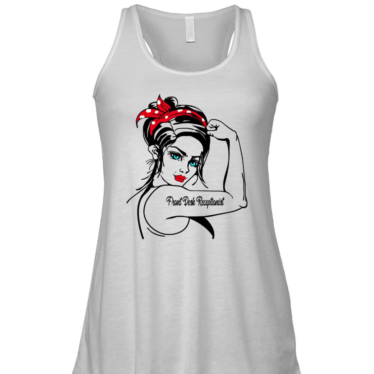 Front Desk Receptionist Rosie The Riveter Pin Up T-Shirt Front Desk Receptionist Rosie The Riveter Pin Up T-Shirt