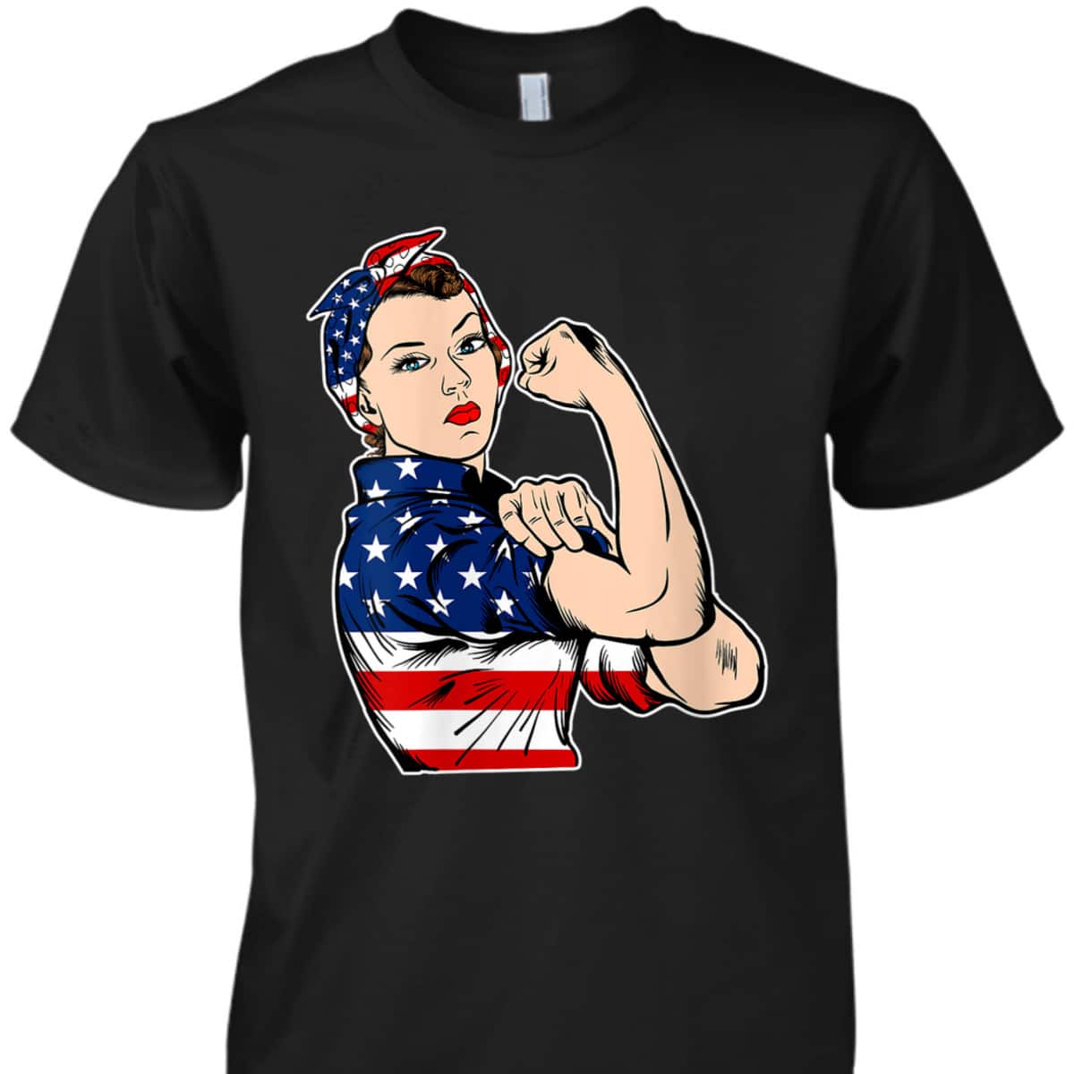 Womens Rosie The Riveter Bandana Feminist USA Flag 4th Of July T-Shirt Womens Rosie The Riveter Bandana Feminist USA Flag 4th Of July T-Shirt