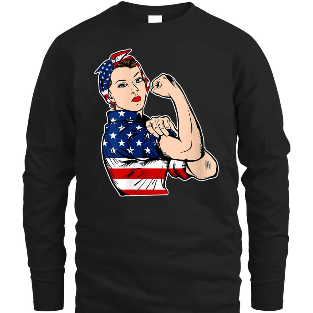 Womens Rosie The Riveter Bandana Feminist USA Flag 4th Of July T-Shirt Womens Rosie The Riveter Bandana Feminist USA Flag 4th Of July T-Shirt