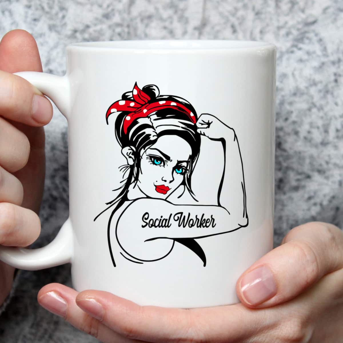 Female Social Worker Rosie The Riveter Pin Up Girl T-Shirt Female Social Worker Rosie The Riveter Pin Up Girl T-Shirt