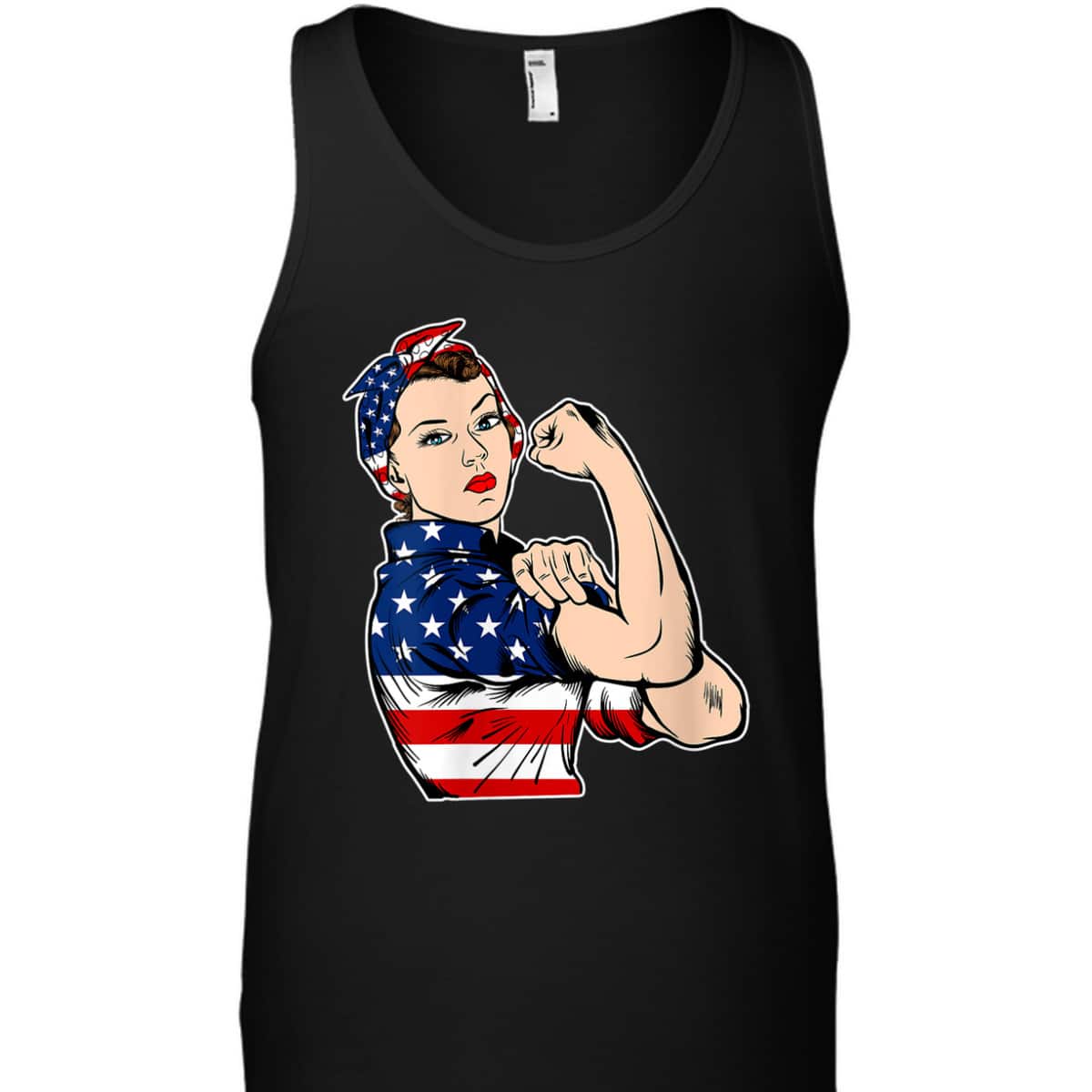 Womens Rosie The Riveter Bandana Feminist USA Flag 4th Of July T-Shirt Womens Rosie The Riveter Bandana Feminist USA Flag 4th Of July T-Shirt