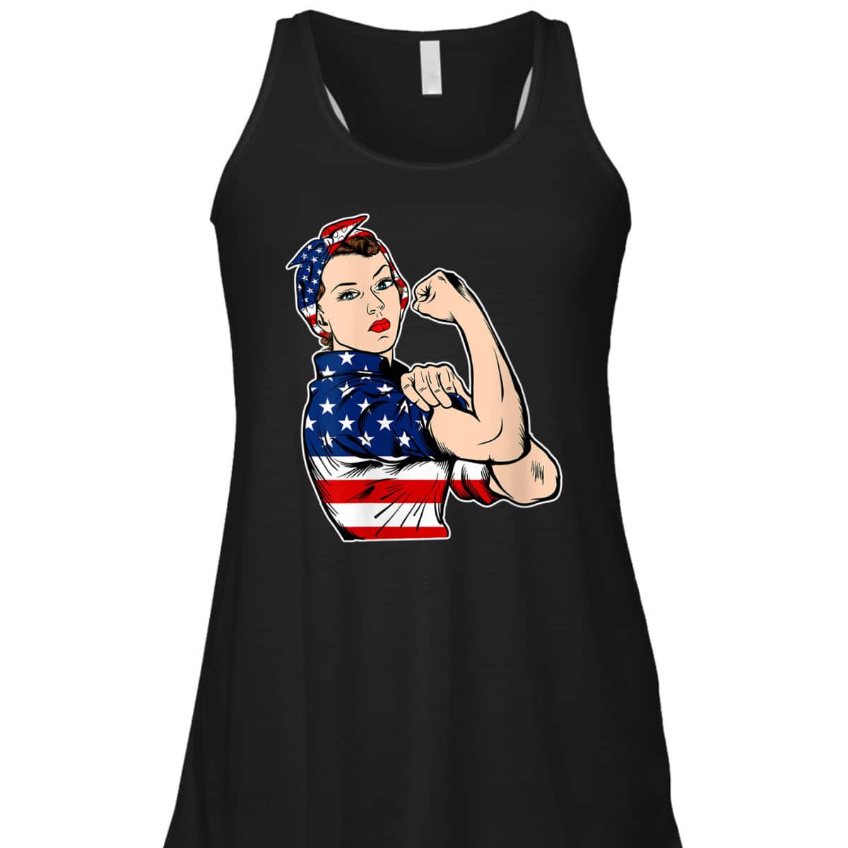 Womens Rosie The Riveter Bandana Feminist USA Flag 4th Of July T-Shirt Womens Rosie The Riveter Bandana Feminist USA Flag 4th Of July T-Shirt