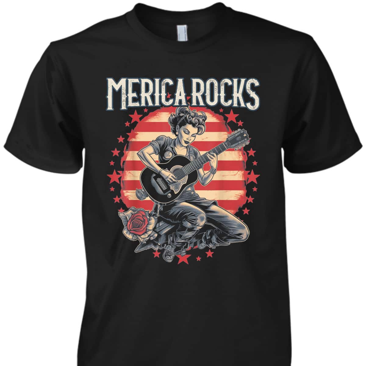 Rosie The Riveter 4th Of July Country Rock Music Funny T-Shirt Rosie The Riveter 4th Of July Country Rock Music Funny T-Shirt