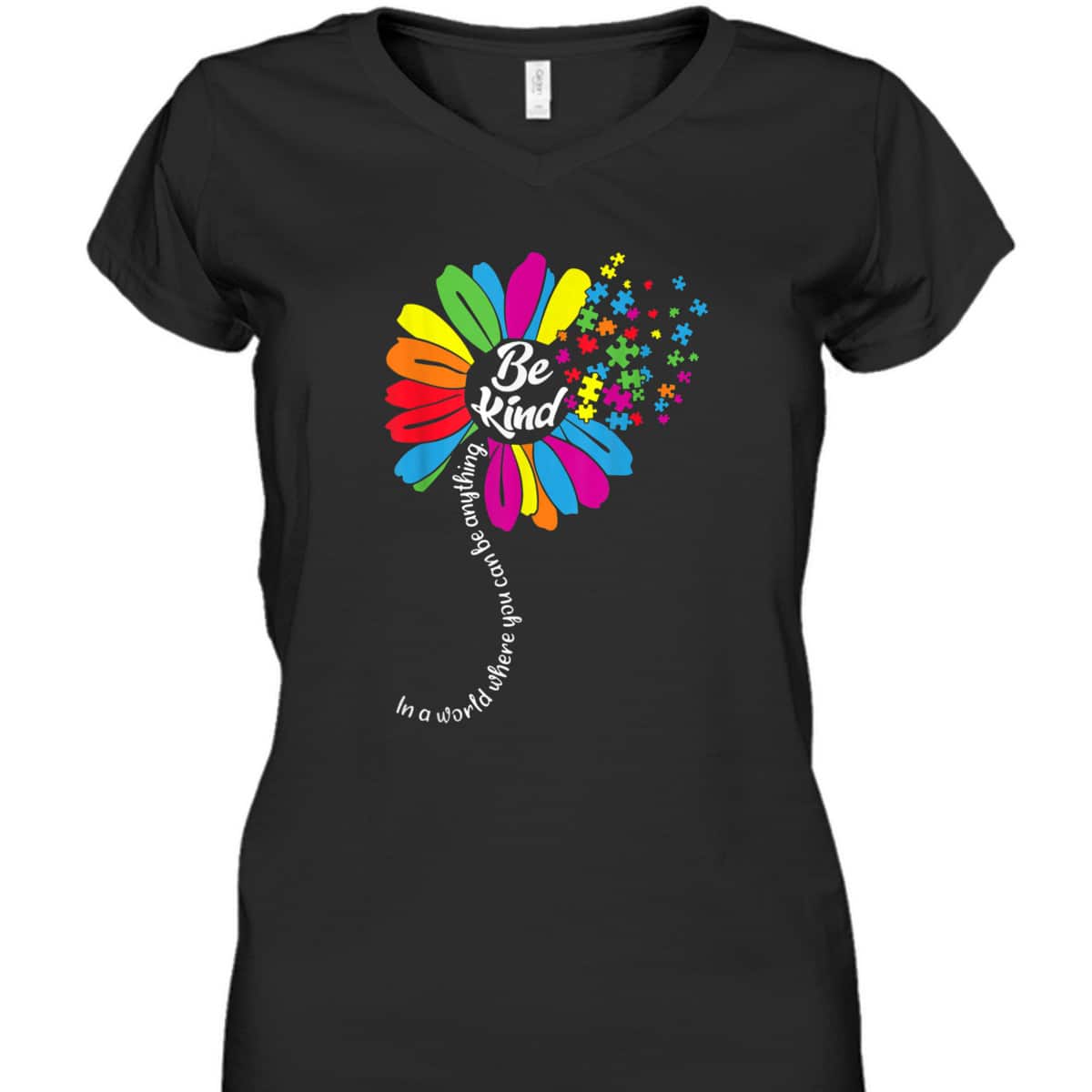 Autism Awareness Women Mom Kids Acceptance Sunflower Be Kind T-Shirt