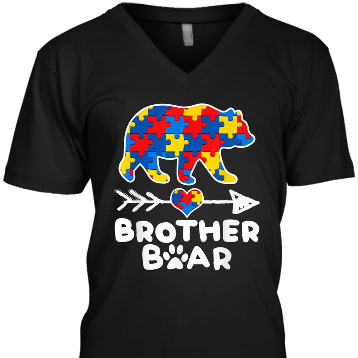 Brother Bear Puzzle Piece Autism Awareness Family Gifts T-Shirt