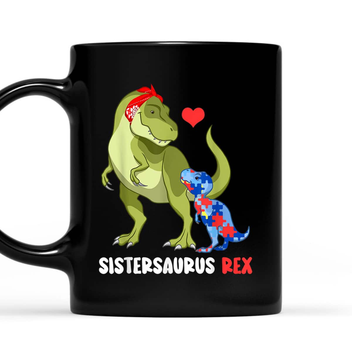 Sistersaurus Rex Sister Autism Awareness Dinosaur Puzzle T-Shirt