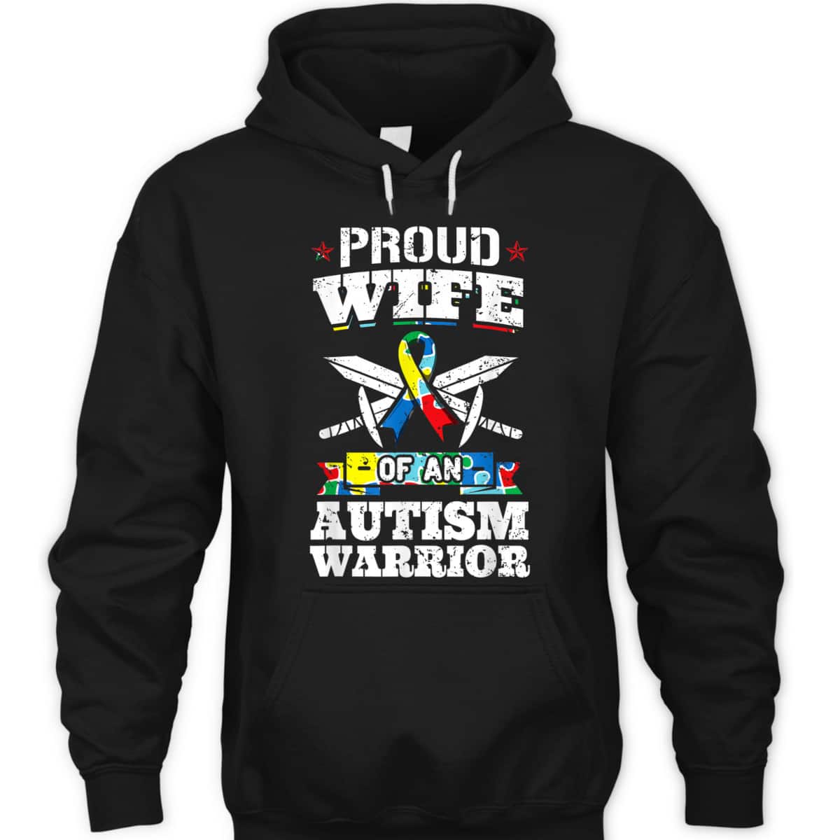 Proud Wife Of An Autism Warrior Autistic Awareness Ribbon T-Shirt Proud Wife Of An Autism Warrior Autistic Awareness Ribbon T-Shirt