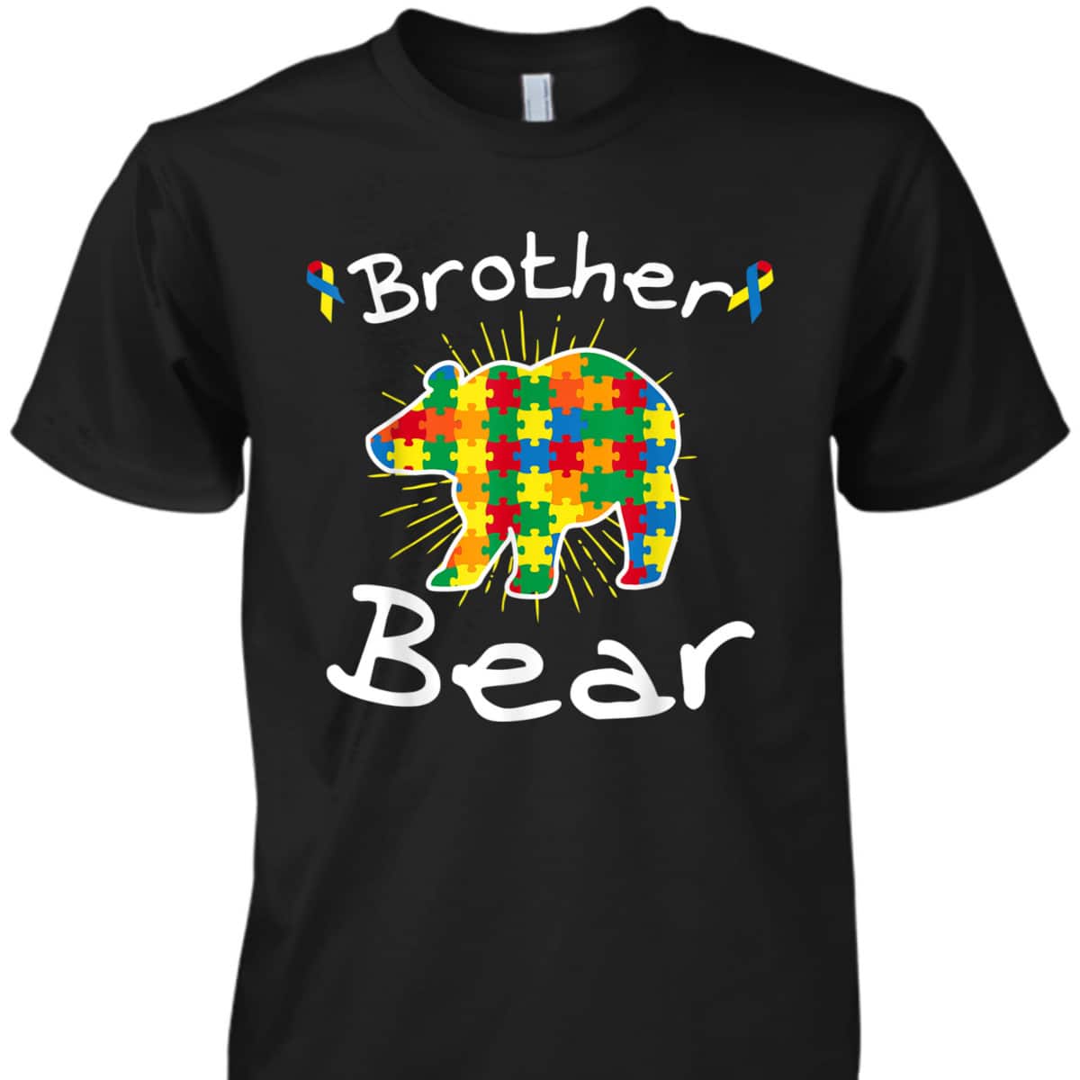Brother Bear Puzzle Piece Cool Autism Awareness Gift T-Shirt