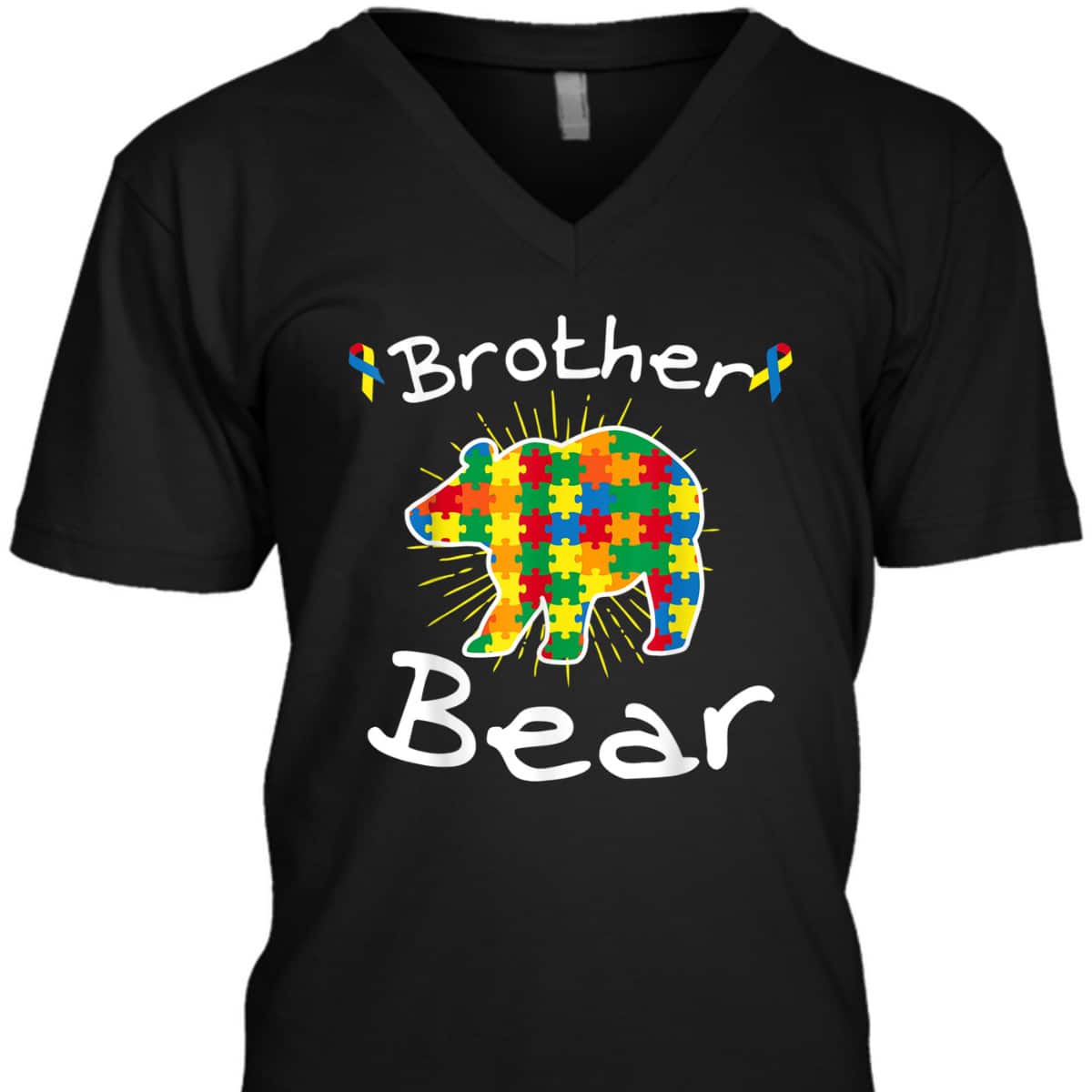 Brother Bear Puzzle Piece Cool Autism Awareness Gift T-Shirt