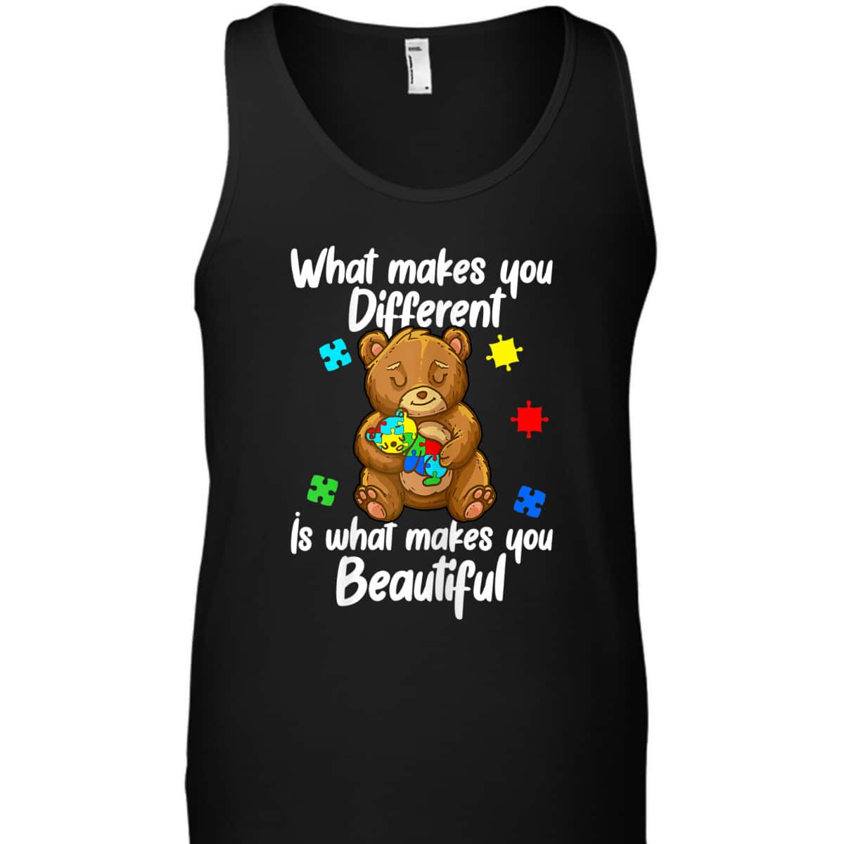 Womens Cute Baby And Mama Bear Puzzle Child Autism Awareness T-Shirt
