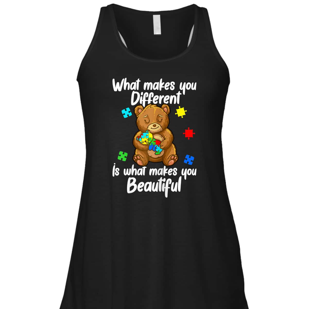 Womens Cute Baby And Mama Bear Puzzle Child Autism Awareness T-Shirt