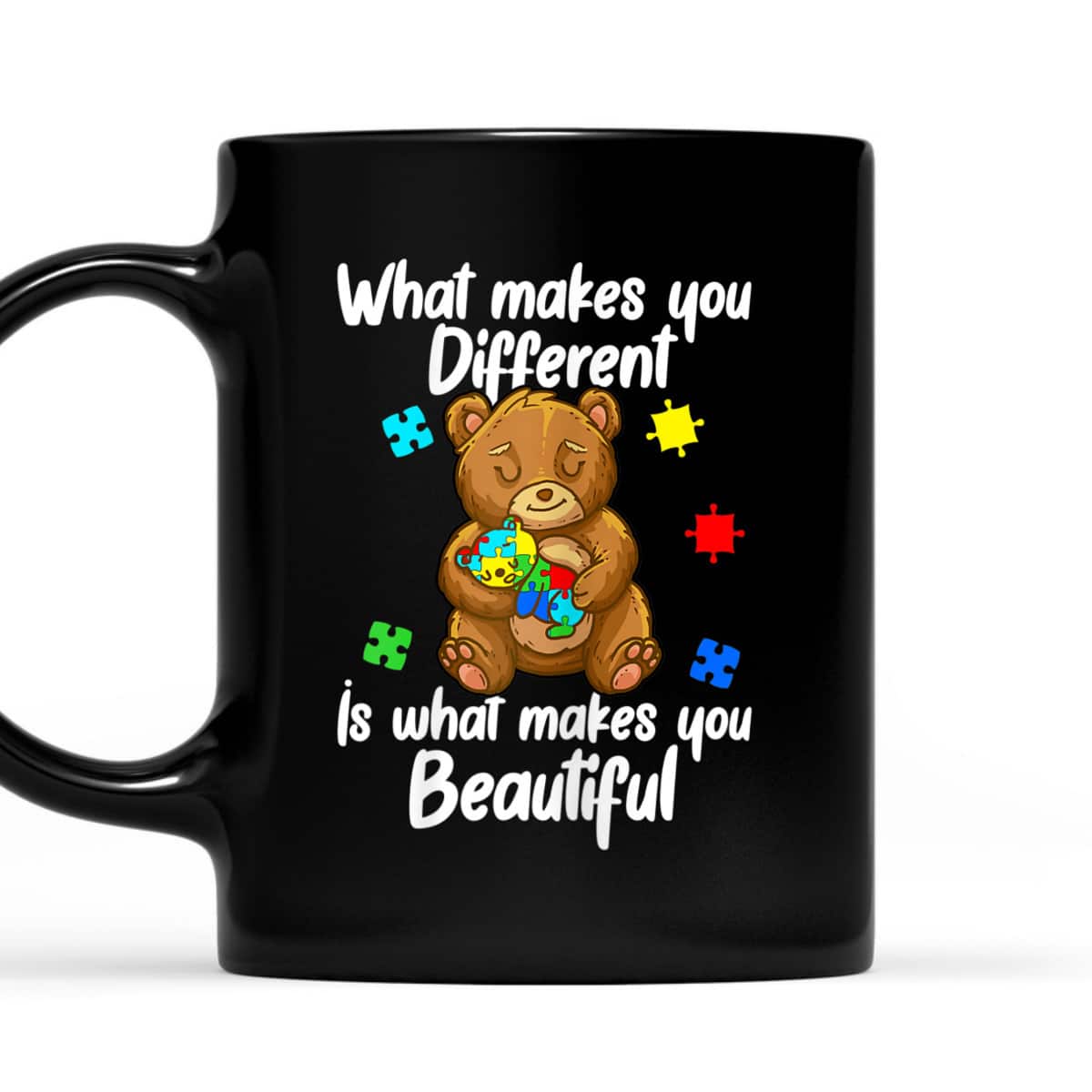 Womens Cute Baby And Mama Bear Puzzle Child Autism Awareness T-Shirt