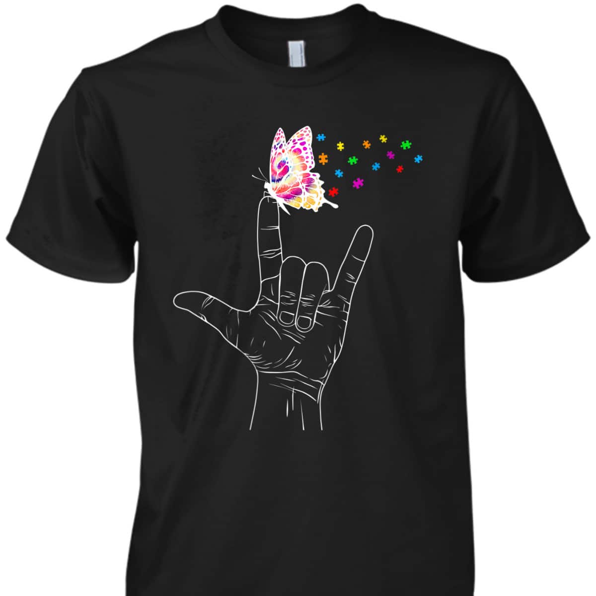 Womens ASL I Love You Hand Sign Language Butterfly Autism Awareness T-Shirt Womens ASL I Love You Hand Sign Language Butterfly Autism Awareness T-Shirt