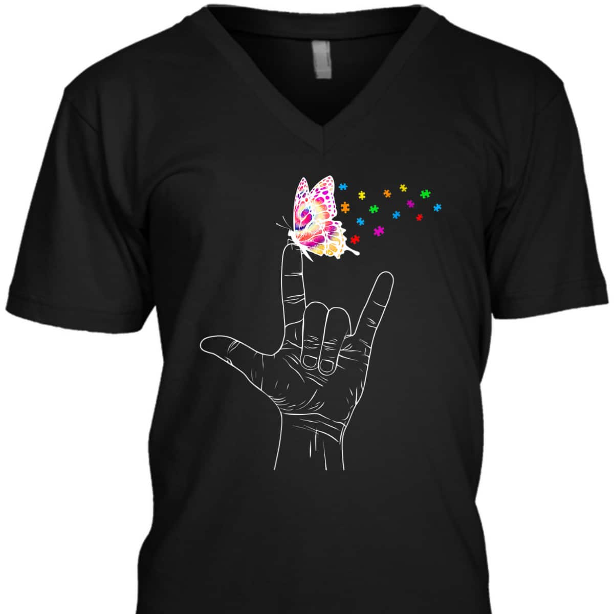 Womens ASL I Love You Hand Sign Language Butterfly Autism Awareness T-Shirt Womens ASL I Love You Hand Sign Language Butterfly Autism Awareness T-Shirt