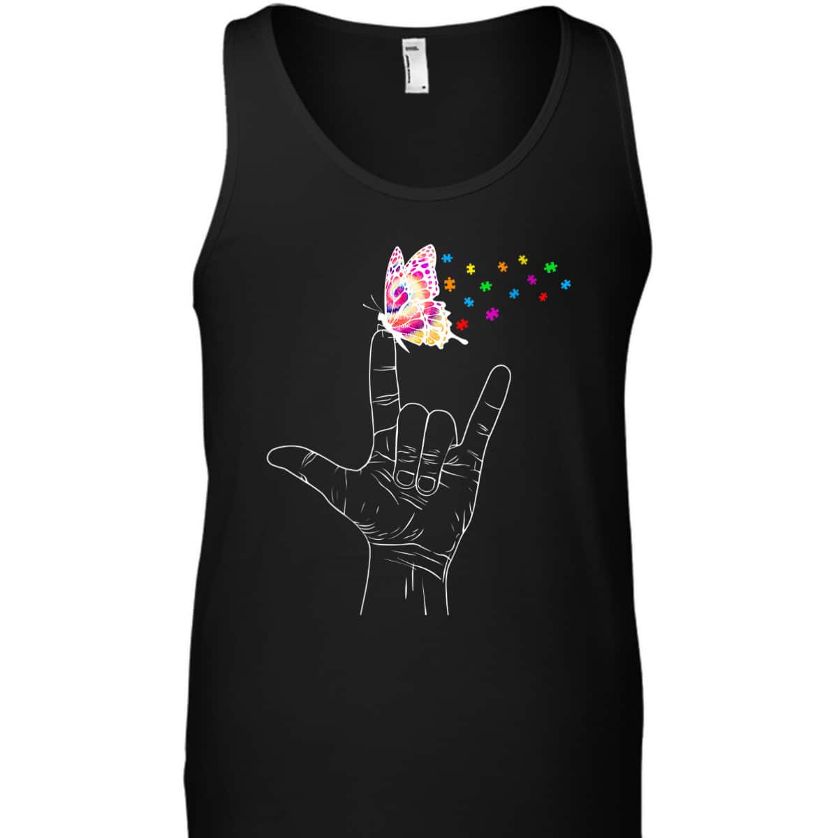 Womens ASL I Love You Hand Sign Language Butterfly Autism Awareness T-Shirt Womens ASL I Love You Hand Sign Language Butterfly Autism Awareness T-Shirt