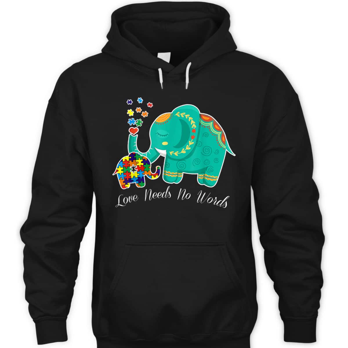 Puzzle Elephant Love Needs No Words - Autism Mom Dad Teacher T-Shirt Puzzle Elephant Love Needs No Words - Autism Mom Dad Teacher T-Shirt