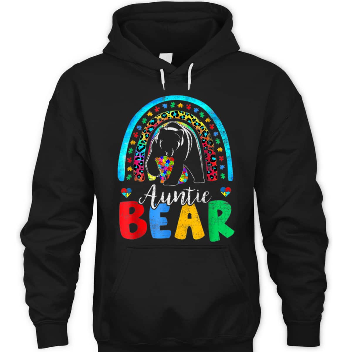 Autism Awareness Month Rainbow Auntie Bear Support Autistic T-Shirt