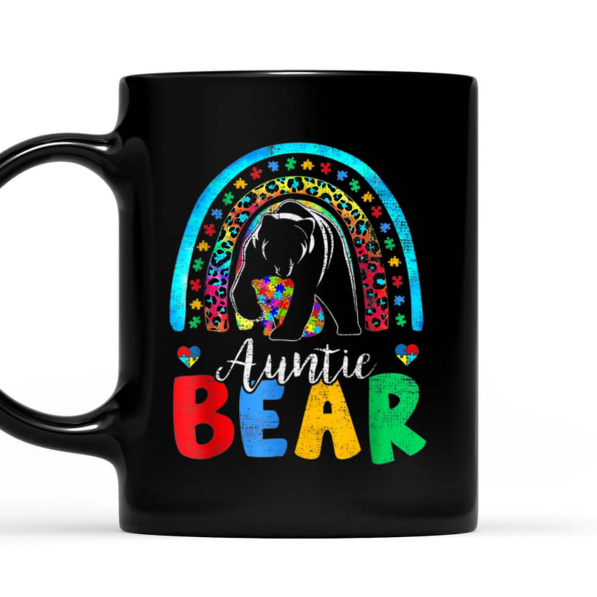Autism Awareness Month Rainbow Auntie Bear Support Autistic T-Shirt