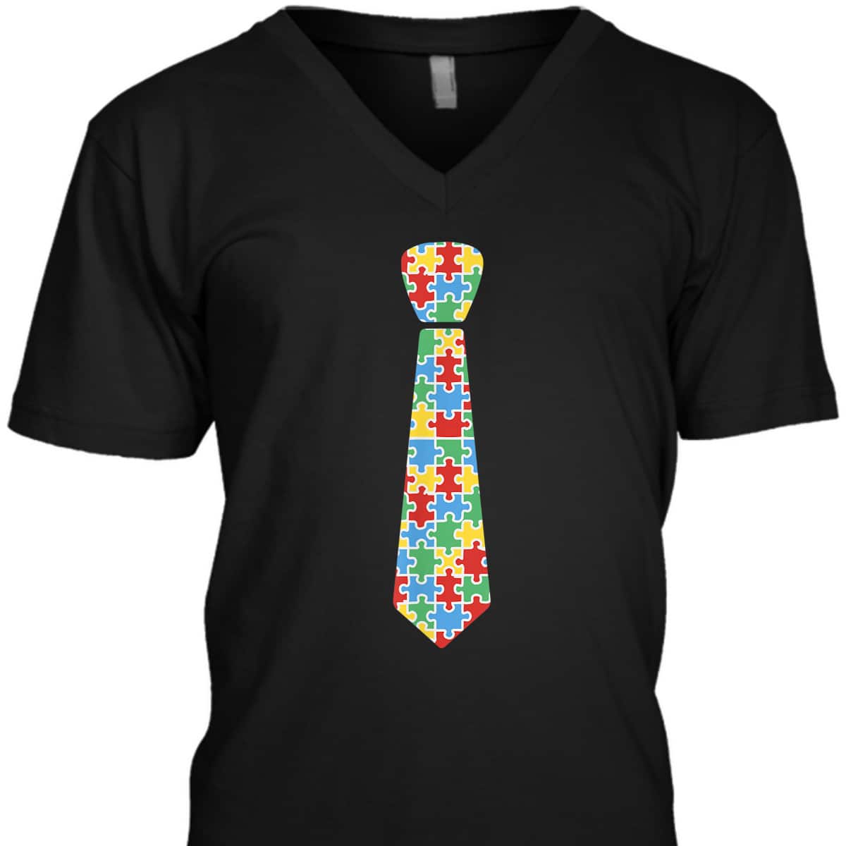 Autism Awareness Puzzle Necktie Ribbon Autistic Boys T-Shirt