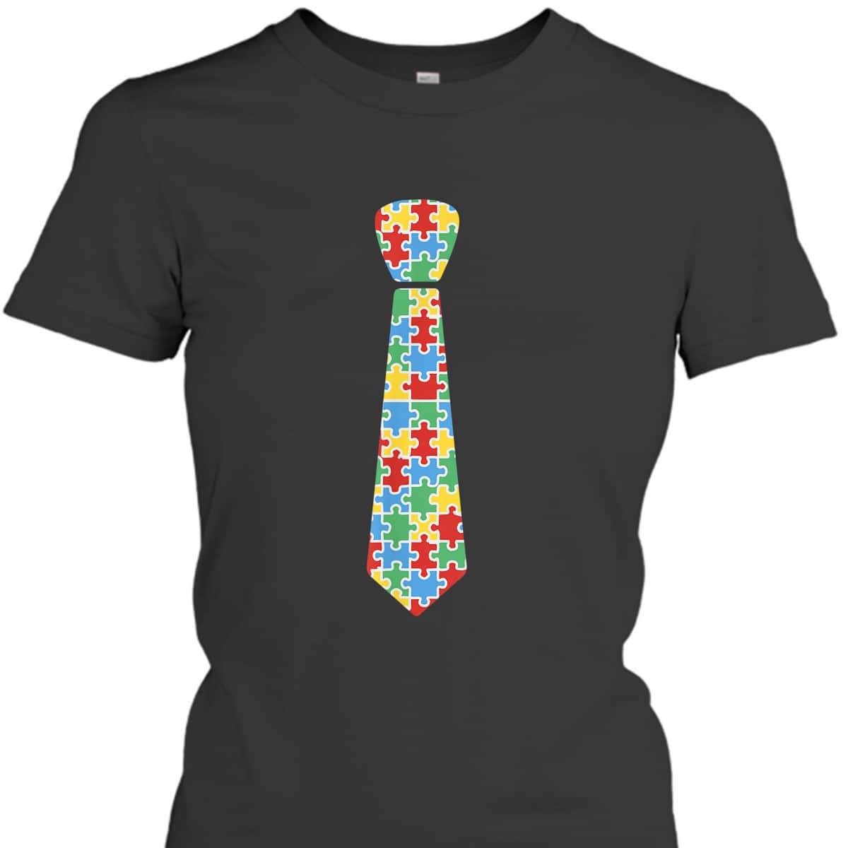 Autism Awareness Puzzle Necktie Ribbon Autistic Boys T-Shirt