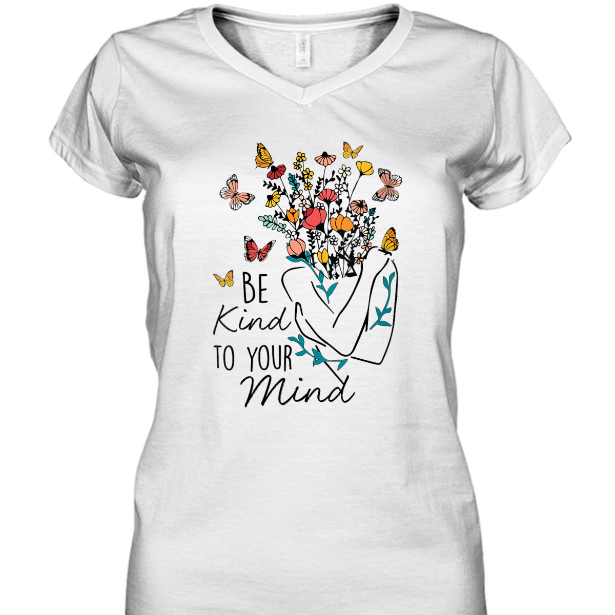 Womens Women Be Kind To Your Mind Flower Mental Health Awareness T-Shirt