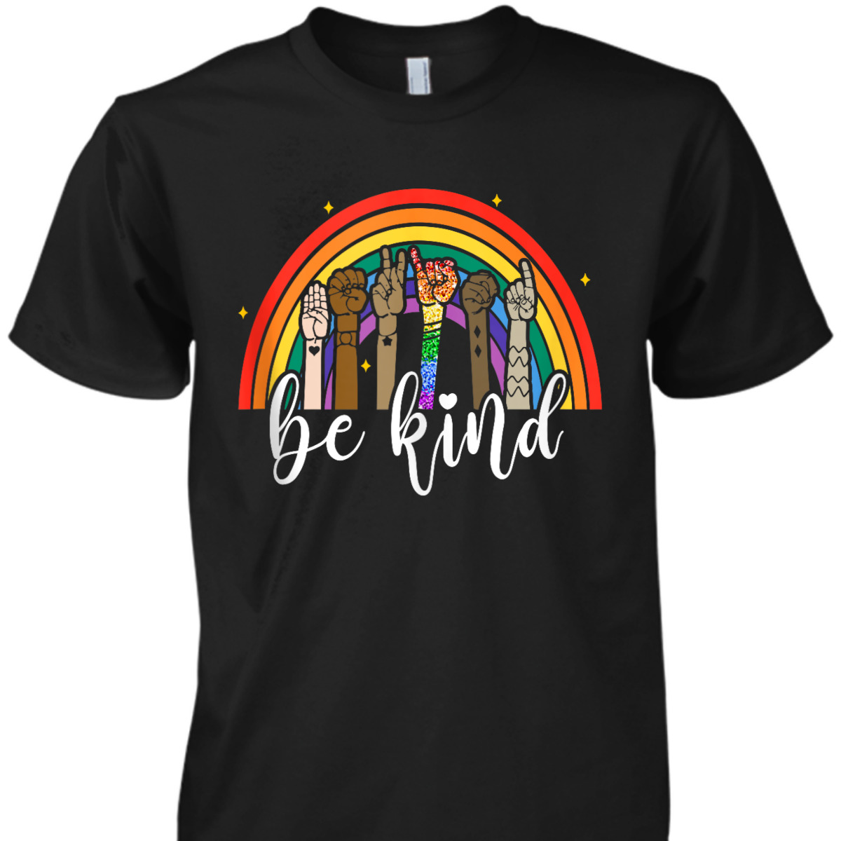 Be Kind Rainbow Sign Language Hand LGBT Gay Les Pride ASL T-Shirt