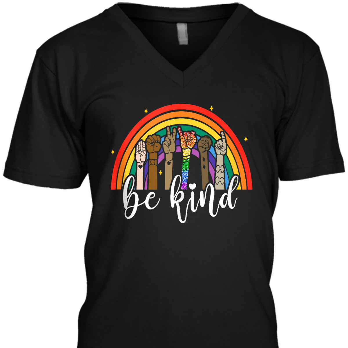 Be Kind Rainbow Sign Language Hand LGBT Gay Les Pride ASL T-Shirt