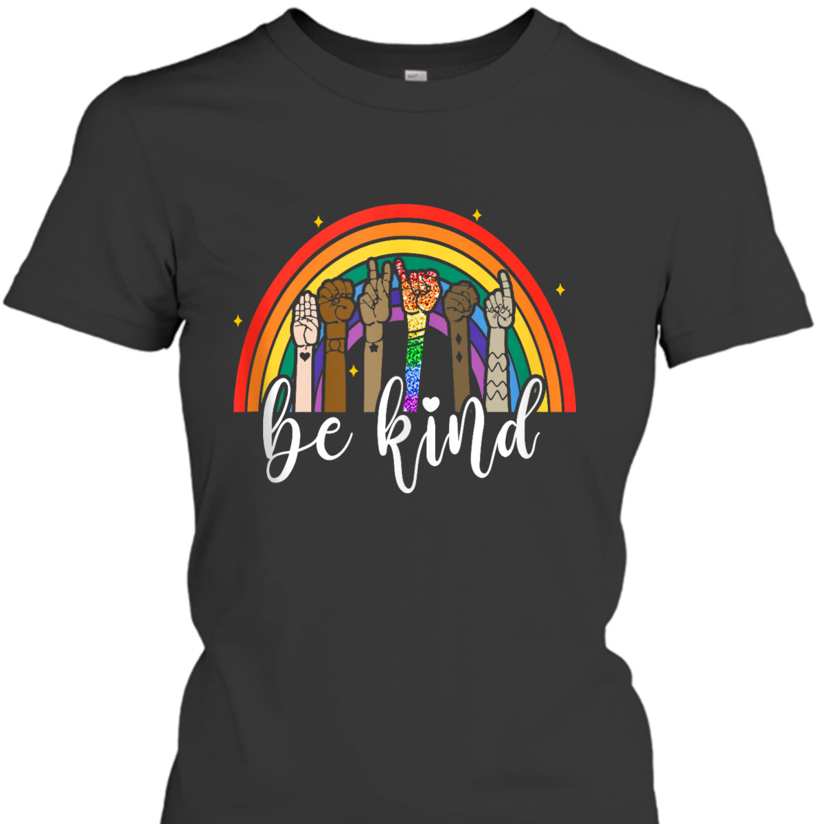 Be Kind Rainbow Sign Language Hand LGBT Gay Les Pride ASL T-Shirt