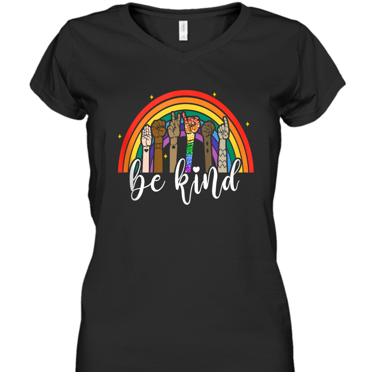 Be Kind Rainbow Sign Language Hand LGBT Gay Les Pride ASL T-Shirt